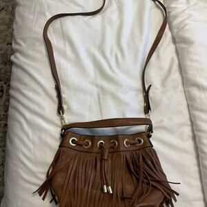 Milly Brown Leather Fringe Crossbody Bag